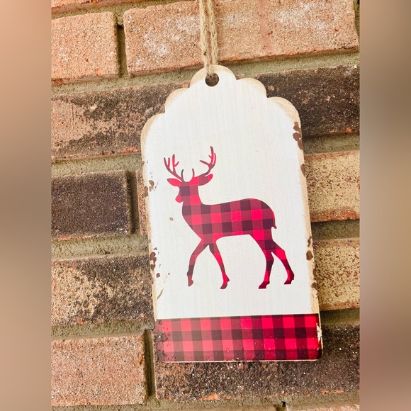 *Distressed Metal Buffalo Check Deer Hanging Tag - Picture 5 of 13